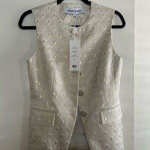 Veronica Beard Elegant Cream and Gold Vest